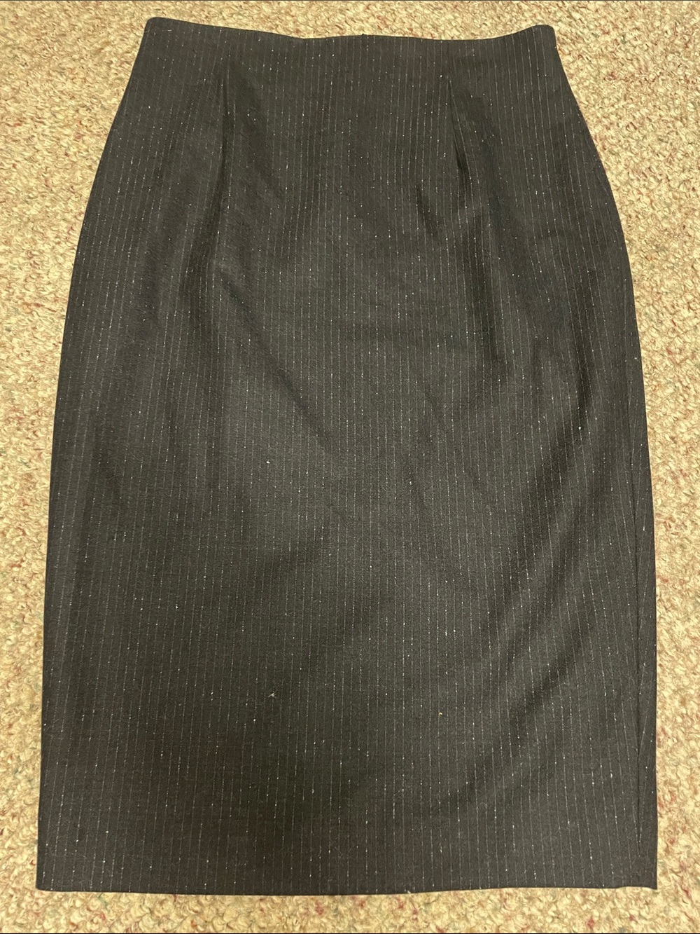 Judith & Charles wool silk tweed navy/white pinstripe pencil skirt - new